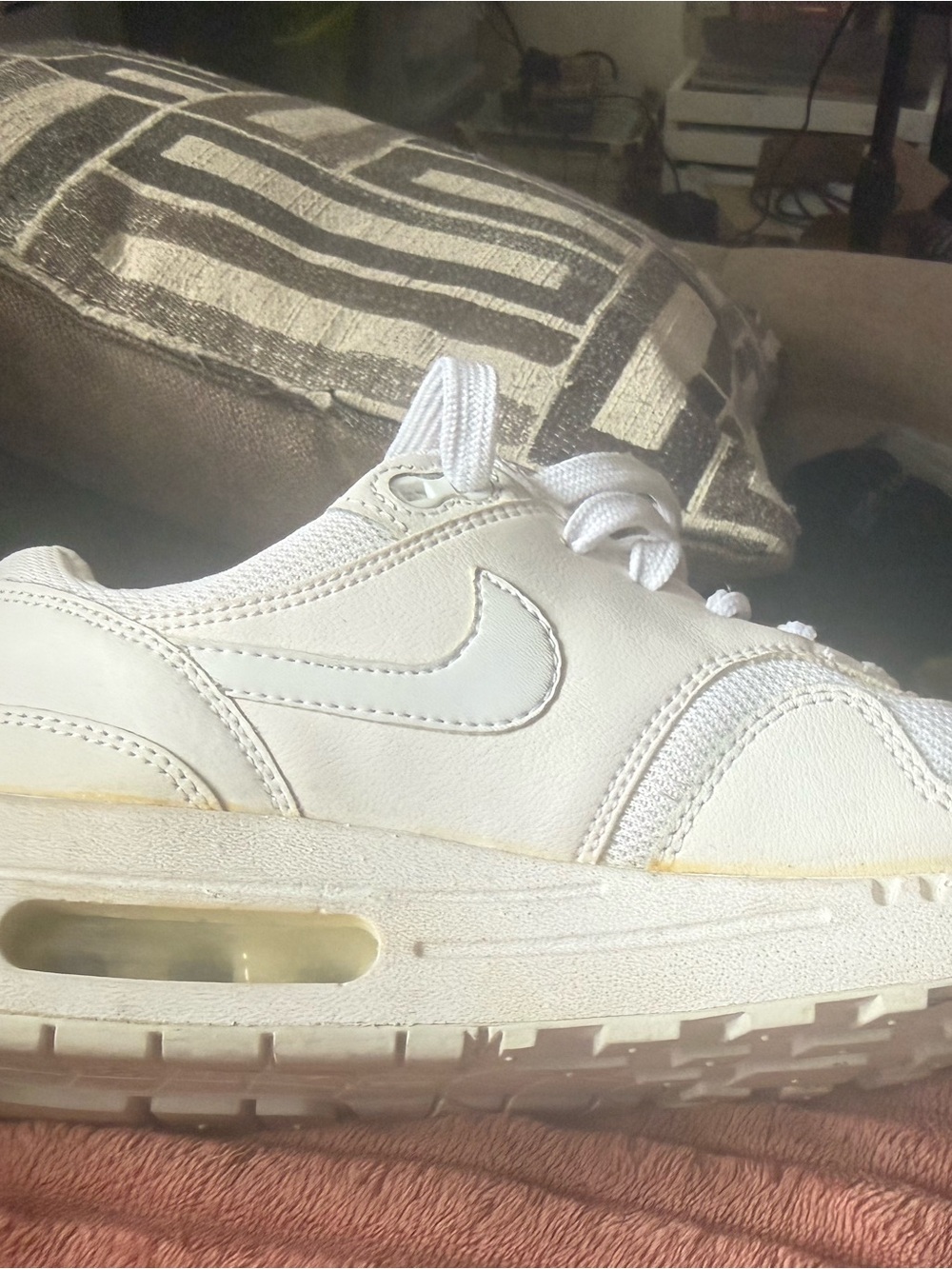 Nike White Kids Air-Cushioned Leather Sneakers